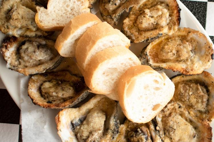 Chargrilled Oysters with fresh bread